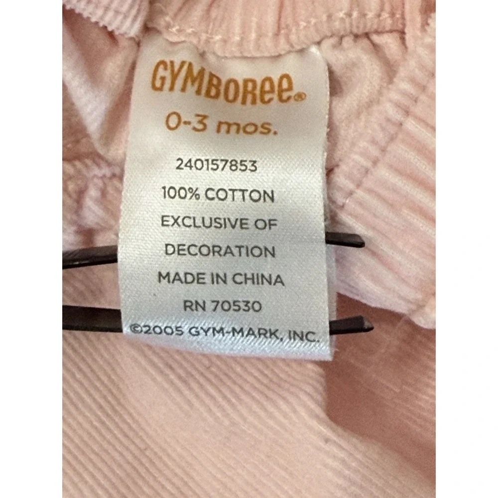 Vintage Gymboree Baby Girls Pink Corduroy Smocked Overalls Sz 0-3 Mths‎ 2005
